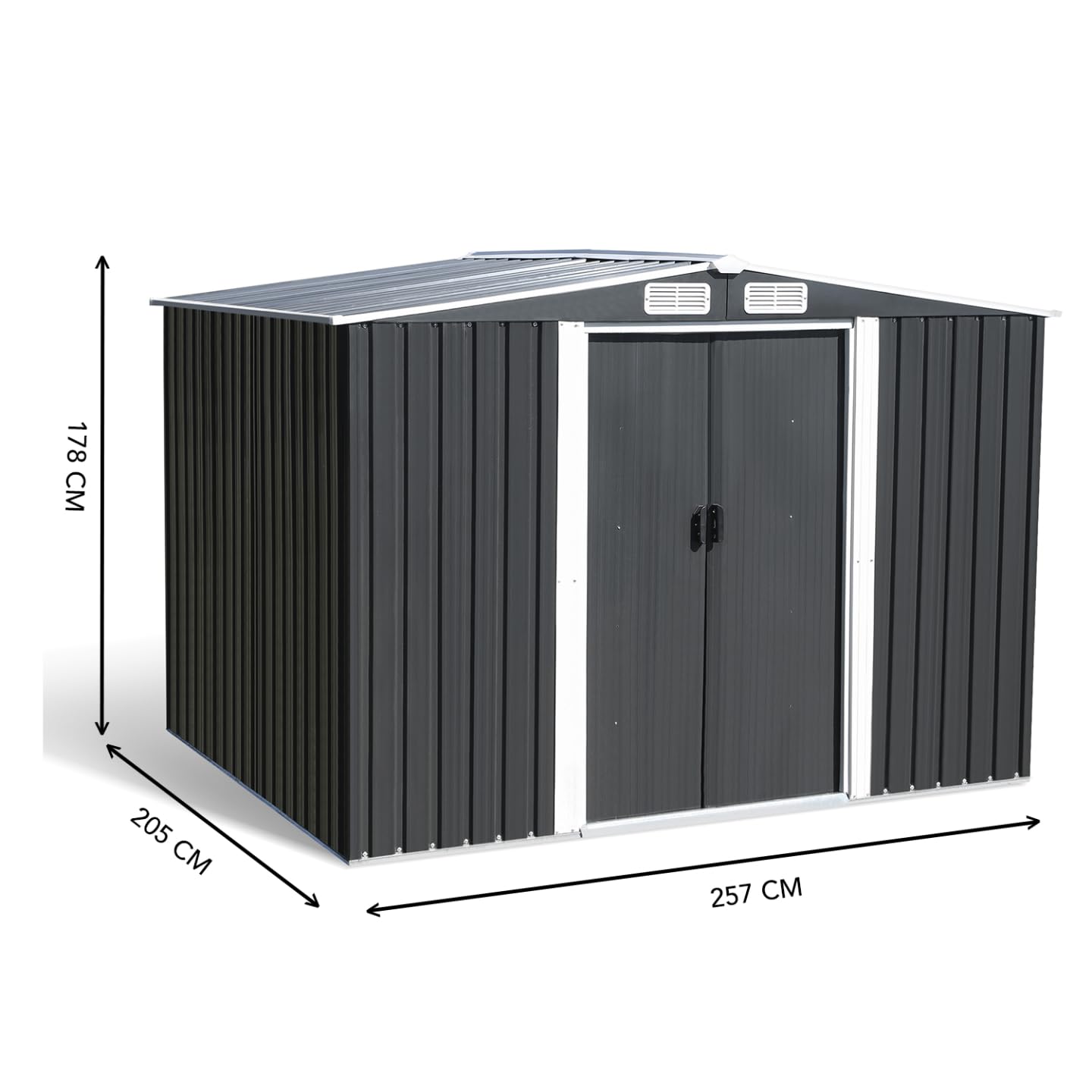IDMarket - Abri de Jardin 5,3 m² Gris en Acier galvanisé avec Base