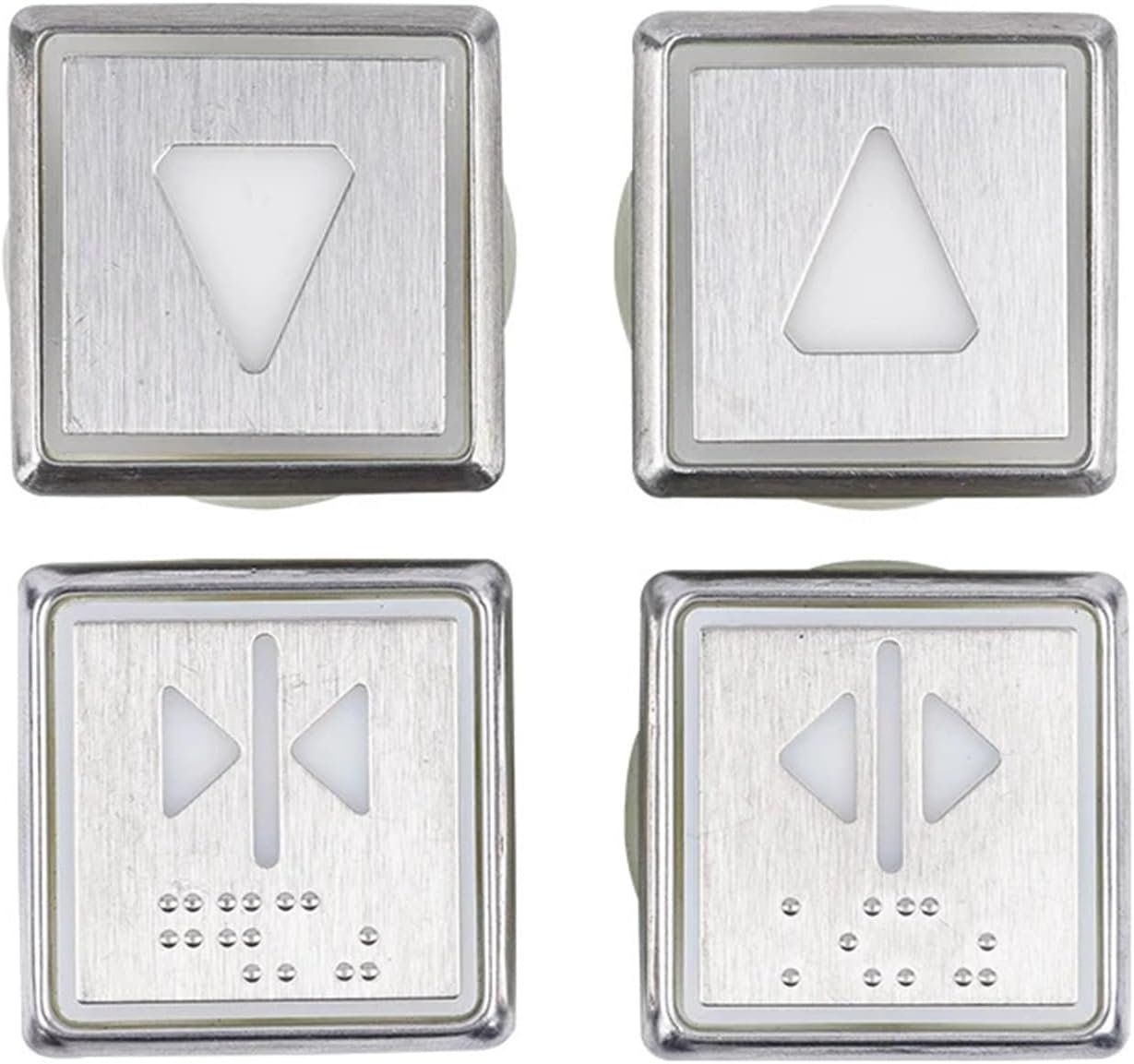 Elevator Push Buttons Square Keys Round Bottom Arrow Numeric Switch Red Light with Braille Whiteboard Lift Parts(Without Ear,Red Without Braille)