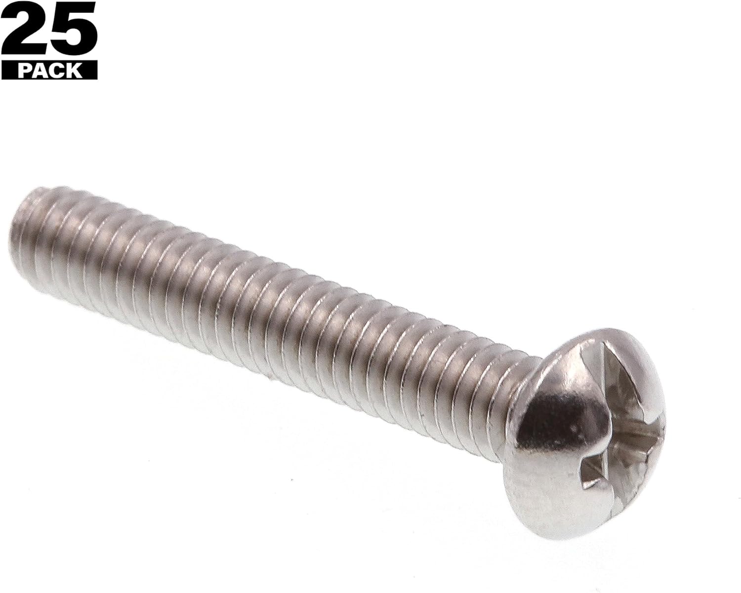 Prime-Line 9003664 Machine Screw, Round Head, Slotted/Phillips Combo, #8-32 X 1 in, Grade 18-8 Stainless Steel, Pack of 25