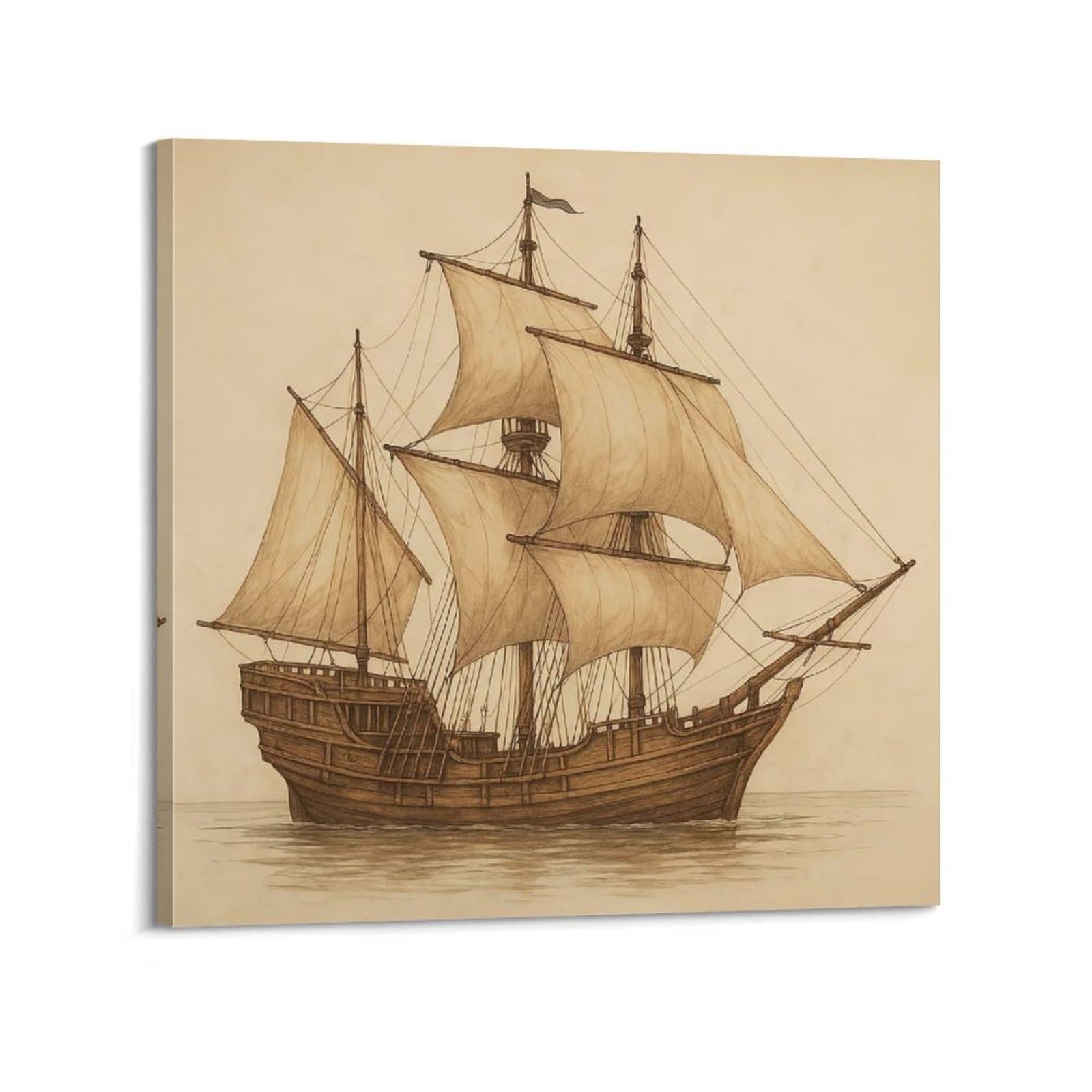 OKAHYS Classic Sailing Ship Blueprint Vintage Artwork Poster Decorative Painting Canvas Wall Artworks Picture 12x12inch(30x30cm)