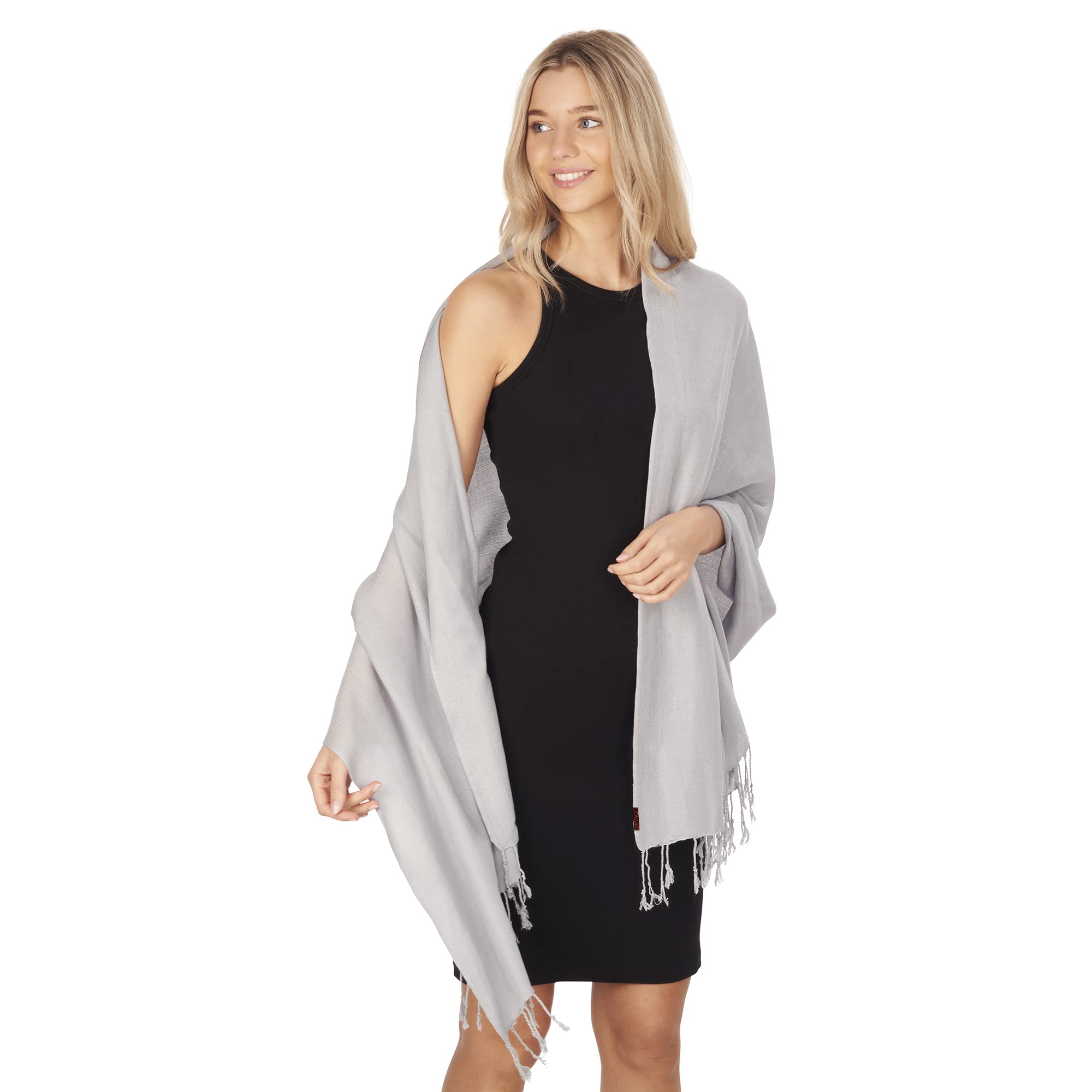 Lovarzi Women's Silver Grey Sparkly Grey Pashmina Scarf For - Evening And Wedding Shawls And Wraps With Sparkle - Winter Scarfs For - Scarves - Ideal Presents For