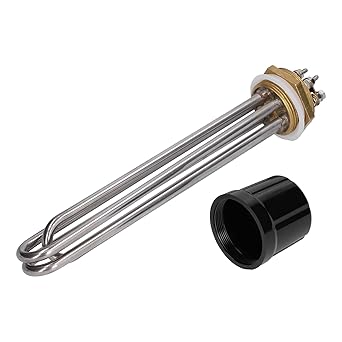 Submersible Water Heater, AC220/380V Boiler Portable Waterproof Stainless Steel Heating Tube for Greenhouse for Steam Table for Incubator(3KW, 1.25