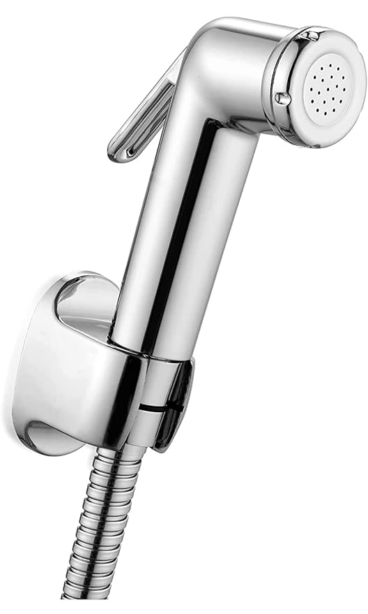 AMBAV Milano Health Faucet with Braided 1.0 Meter Flexible Hose Pipe with Hook (Chrome Finish)