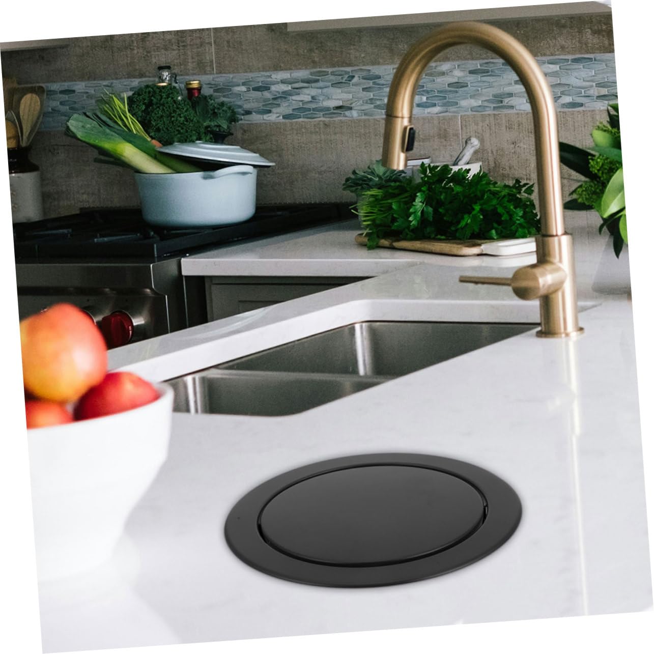 PRETYZOOM Tapa Empotrada Integración sin Costuras de Acero Inoxidable Diseño Simple y Elegante para Cubos de Basura de Cocina y Baño para Espacios Domésticos