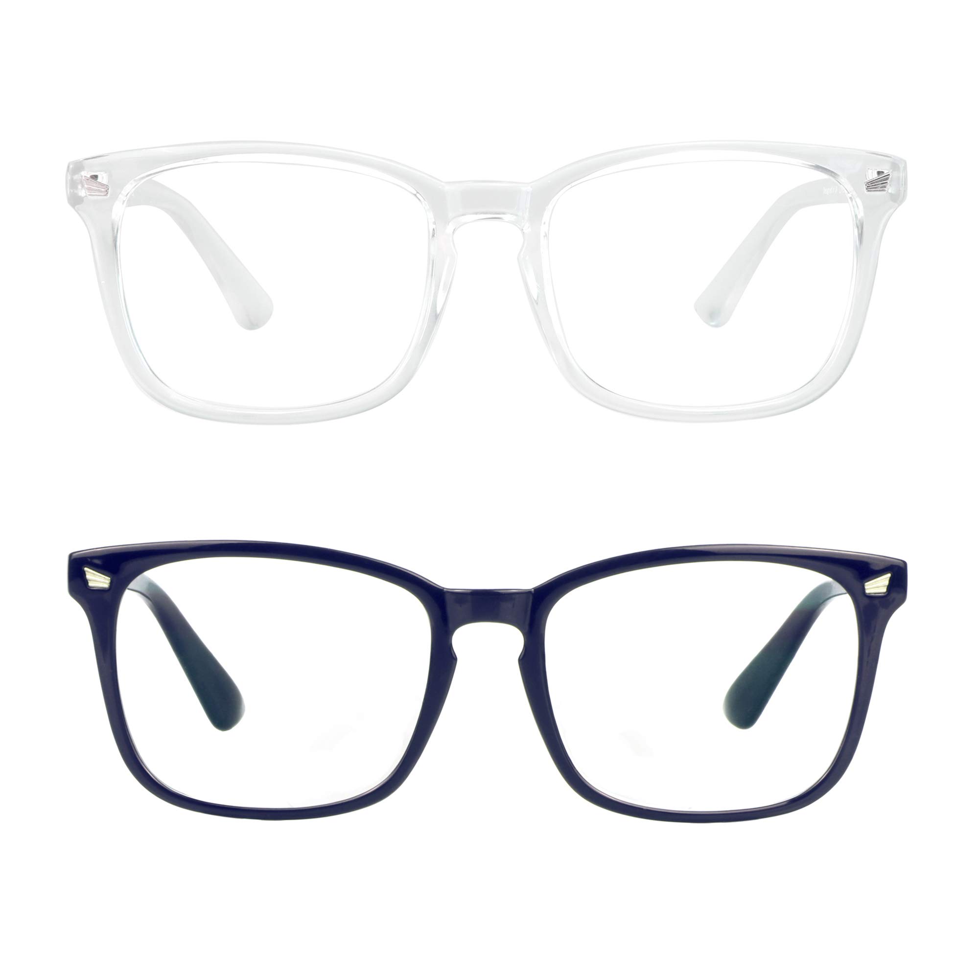 2 Pairs LifeArt Blue Light Blocking Glasses with Spring Hinge, Anti Eyestrain, Computer Reading Glasses, Gaming Glasses, TV Glasses for Women Men,