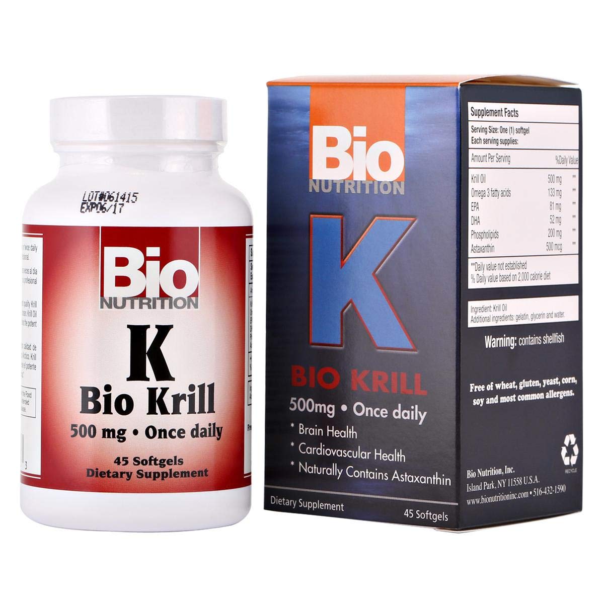 Bio Nutrition Bio Krill 500 Mg Once Daily 45 Softgels