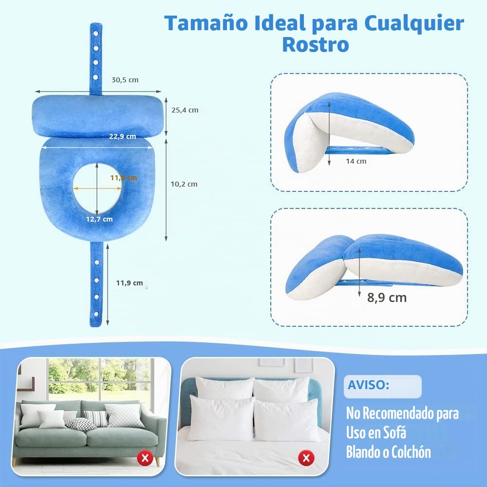 Almohada boca abajo después de la cirugía ocular propensa a vitrectomía retina, equipo de recuperación de donas, almohada facial de masaje, cuna de cabeza, almohada de escritorio para siesta(azul)