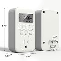Vista 6 de BN-LINK Temporizador digital para interiores, enchufe programable de 7 días para luz de tomacorriente única, temporizadores de 3 patas para enchufes