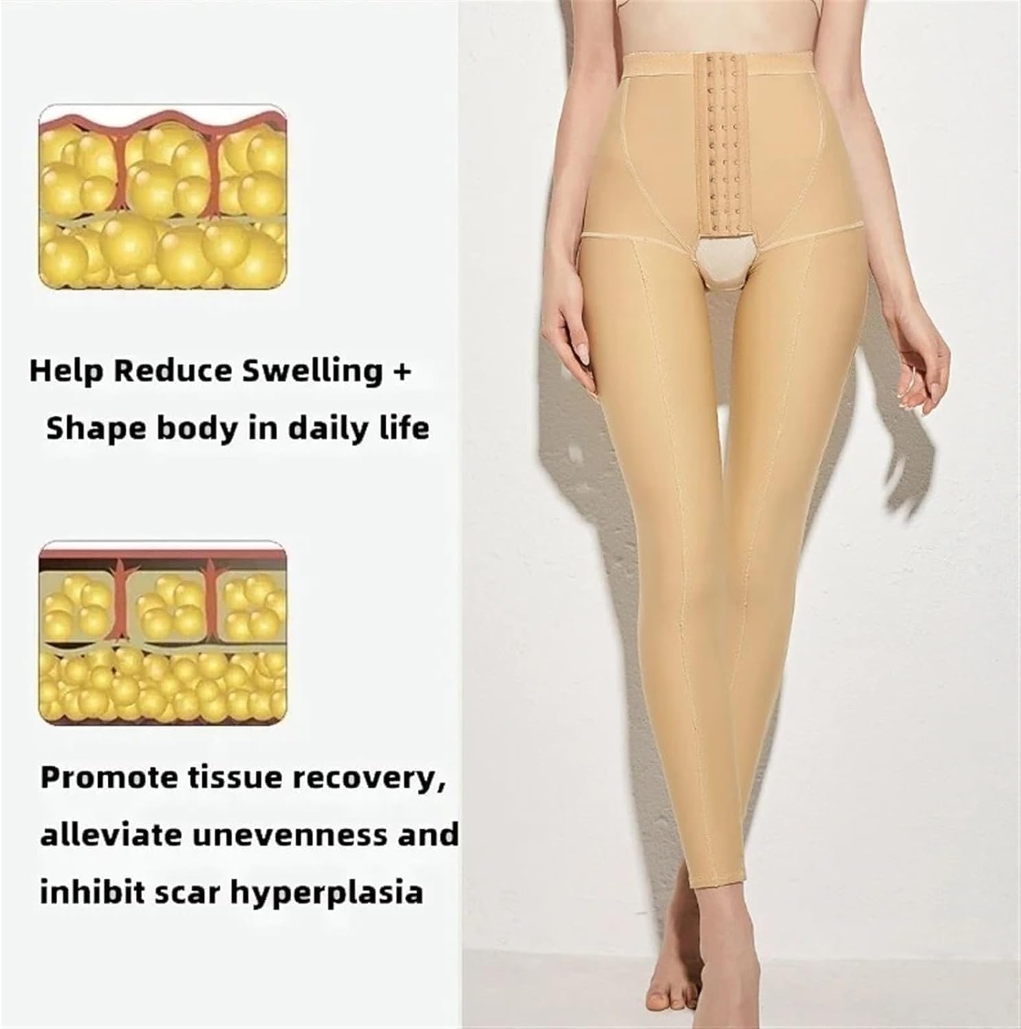 Pantalones De Compresión Postoperatorios para Mujer, Faja Moldeadora para Reducir Muslos, Recuperación De Liposucción, Prenda De Soporte Postparto. Black L/Large