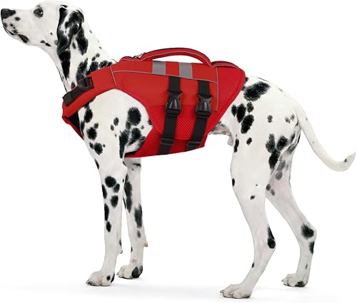 Kuoser XXL Dog Life Jacket, High Flotation Large Dog Water Vest for Swimming Boa
