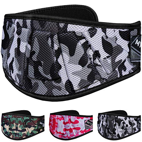 Mytra Fusion Ultra Sleek Camo Fitness Weight Lifting Belt for Heavy Lifting, CrossFit, Bodybuilding & Training Ideal for Both Men and Women (Camo Grey, Medium)