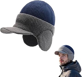 Mens Winter Knitted Earflap Hat - Ultimate Cold Protection & Style, Cold Protection Knit Beanies
