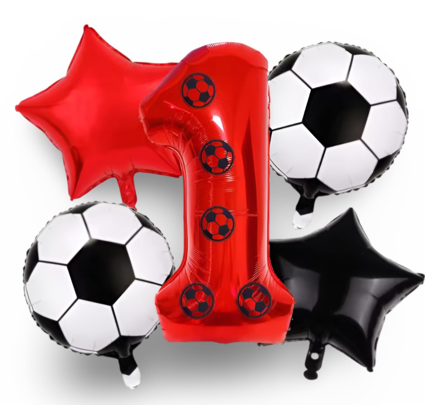 Football (Soccer) Number/Numerical Balloons | 15+ Years | Red | 1 - One