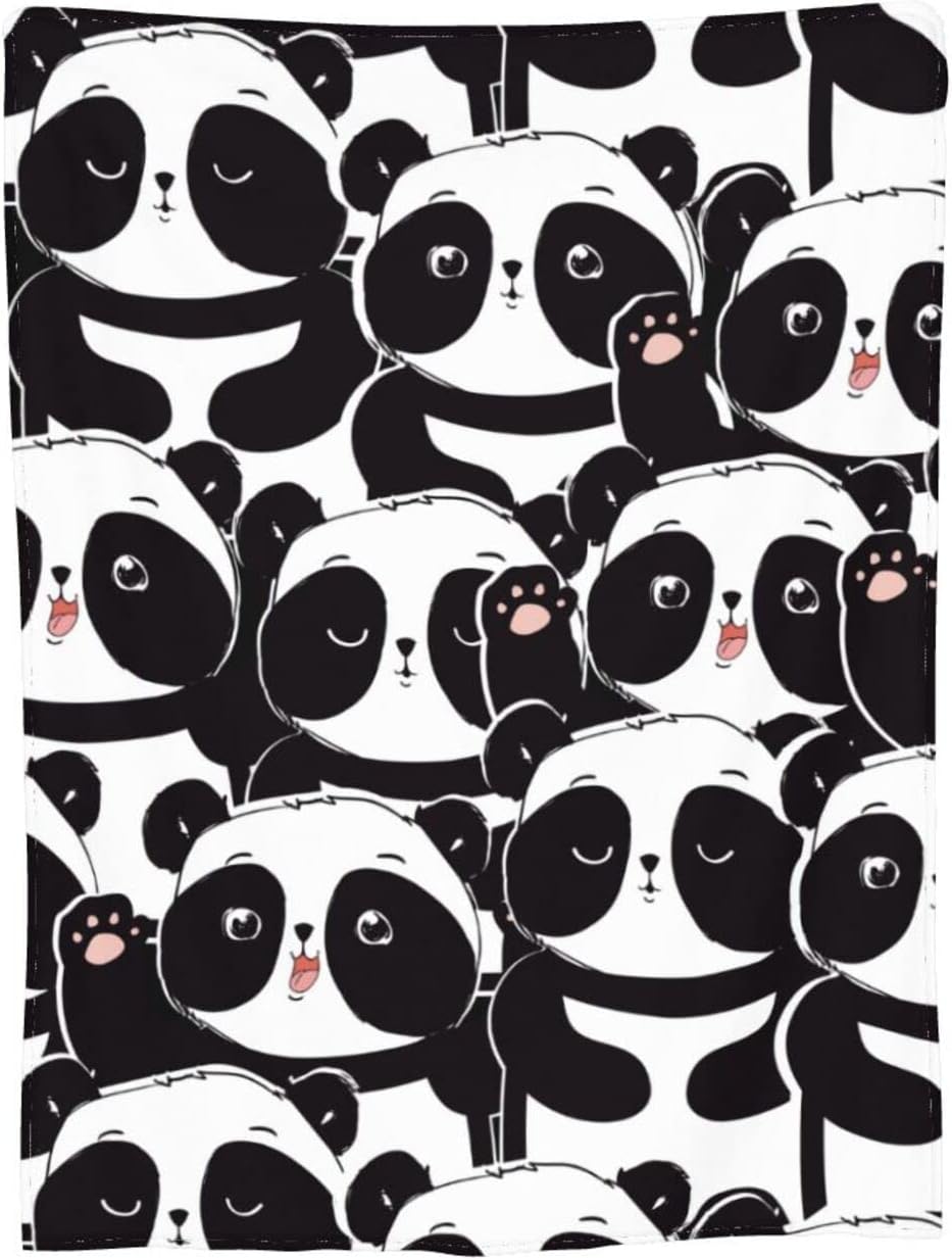Cute Lovely Panda Bear Art Ultra-Soft Cozy Throw Blanket Home Decorative Fleece Blanket for Living Room Bed Sofa