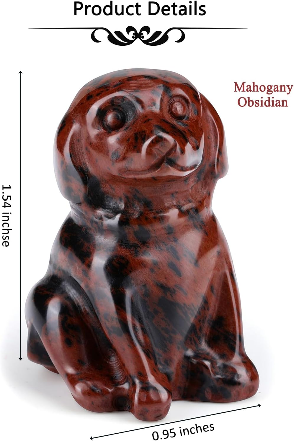 CrystalTears Red Obsidian Crystal Dog Ornament, Cute Dogs Gifts for Women Dog Lovers Men Christmas, 1.5” Lucky Healing Gemstone Labrador Dogs Puppy Figurine Statue for Home Office Desk Decor - Image 6