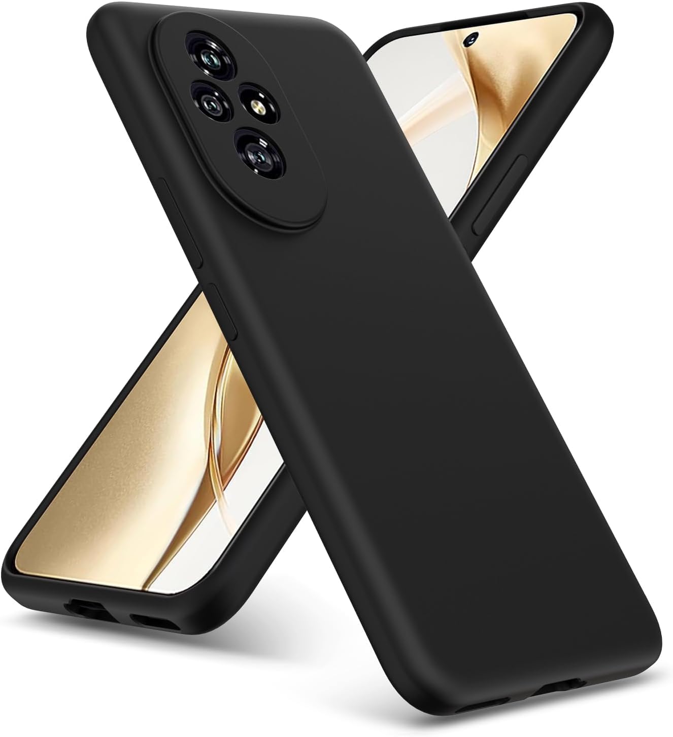 Zubitech Soft Silicone Gel Rubber Case for Honor 200 Pro - Shockproof Matte Finish Back Hard Shell Cover With Inner Fabric Lining and Full Camera Protection (Black)