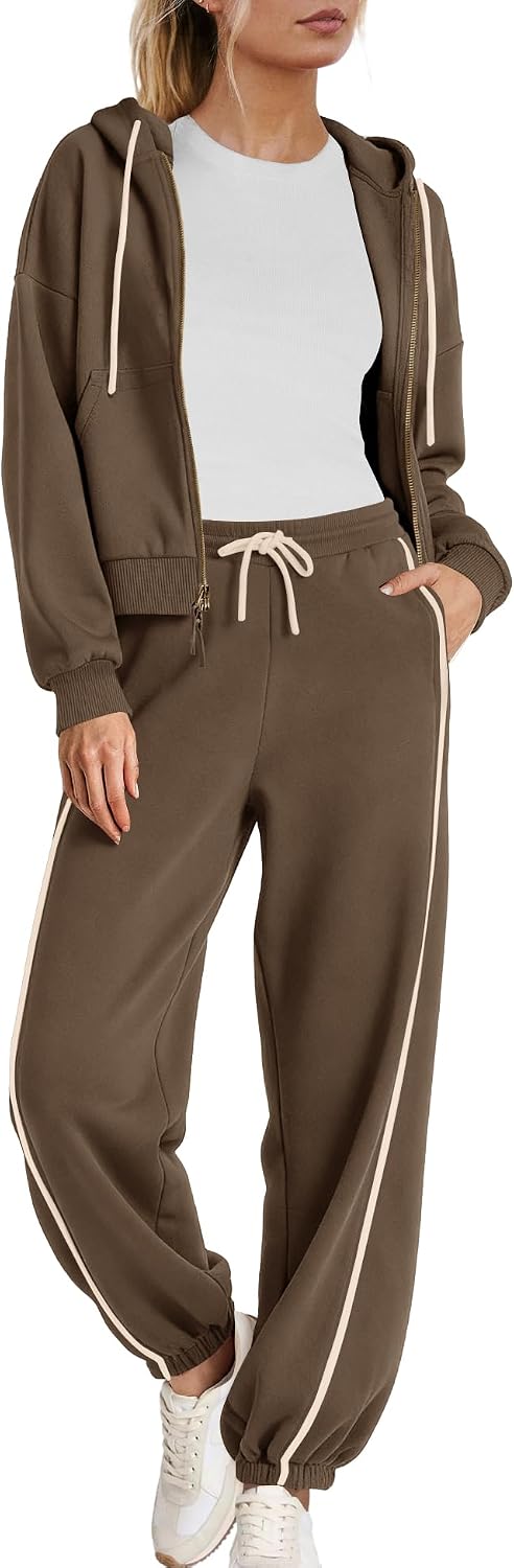 Yanekop Womens Matching Sweat Sets Sweatsuits 2 Piece Outfit Two Piece Lounge Set Track Suits Jogger Sets with Pockets