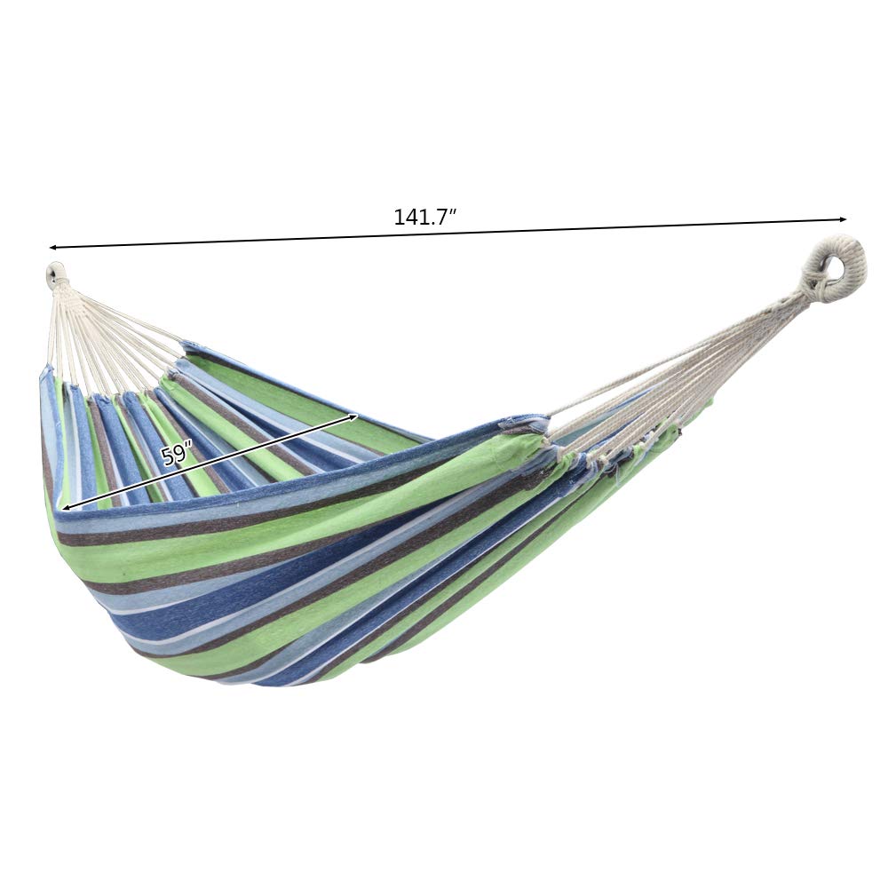 Garden Cotton Hammock Comfortable Fabric Hammock with Tree Straps for Hanging Durable Hammock Up to 330lbs Portable Hammock with Travel Bag, Perfect for Camping Outdoor/Indoor Patio Backyard