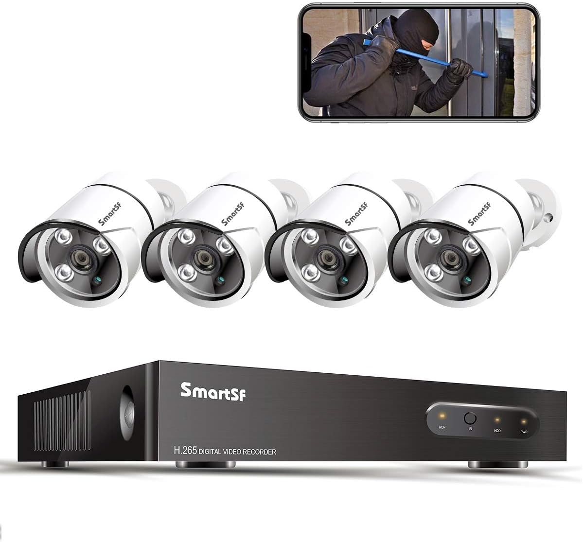 5MP PoE Home Security Camera System CCTV Video Monitoring Surveillance DVR Kit PoE Wired Outdoor IP Cameras, 8-Channel NVR Video Surveillance System for 24/7 Recording, No Hard Drive