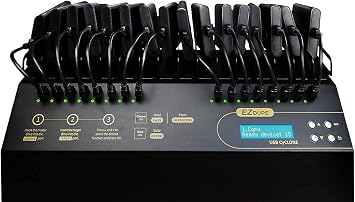 Acumen Disc EZ Dupe 1 to 15 USB Duplicator - Multiple Flash Memory Storage Pen Thumb Drives Copier & External Hard Drive Clone with Sanitizer (DOD Compliant) System - 45mb per Second (USB Cyclone)