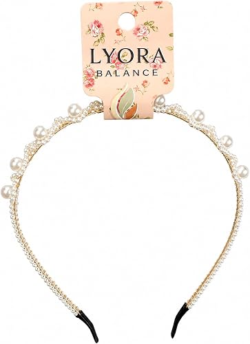 Lyora Balance Pearly Pearl Hair Band, Elegant Beaded Headband Teen & Girls | Elegant pearly pearl design,Stylish and feminine hair band,Comfortable hairband, Suitable for everydaywear, special occasions