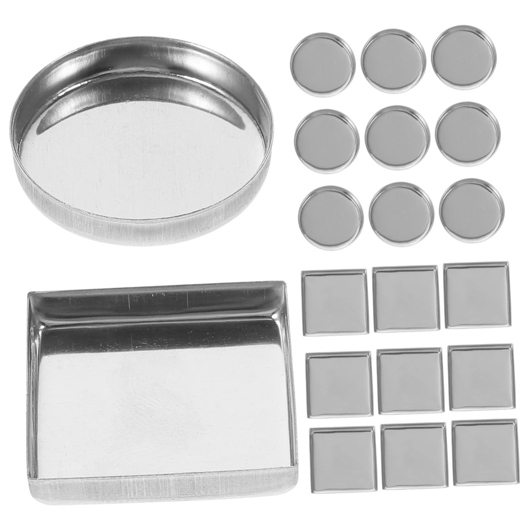 minkissy 30pcs Empty Metal Makeup Pans for DIY Eyeshadow Palette & Round Pans + Square Pans for Custom Makeup Depotting