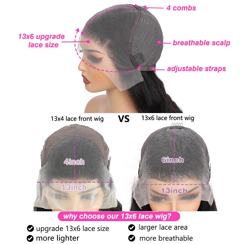 24 Inch Deep Wave Lace Front Wigs Human Hair 13x6 HD Transparent Lace Frontal Wigs Human Hair 200% Density Deep Curly Wigs Human Hair for Women