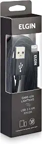 Cabo Lightning Nylon Elgin Dispositivos Apple 1,5 Metros Preto