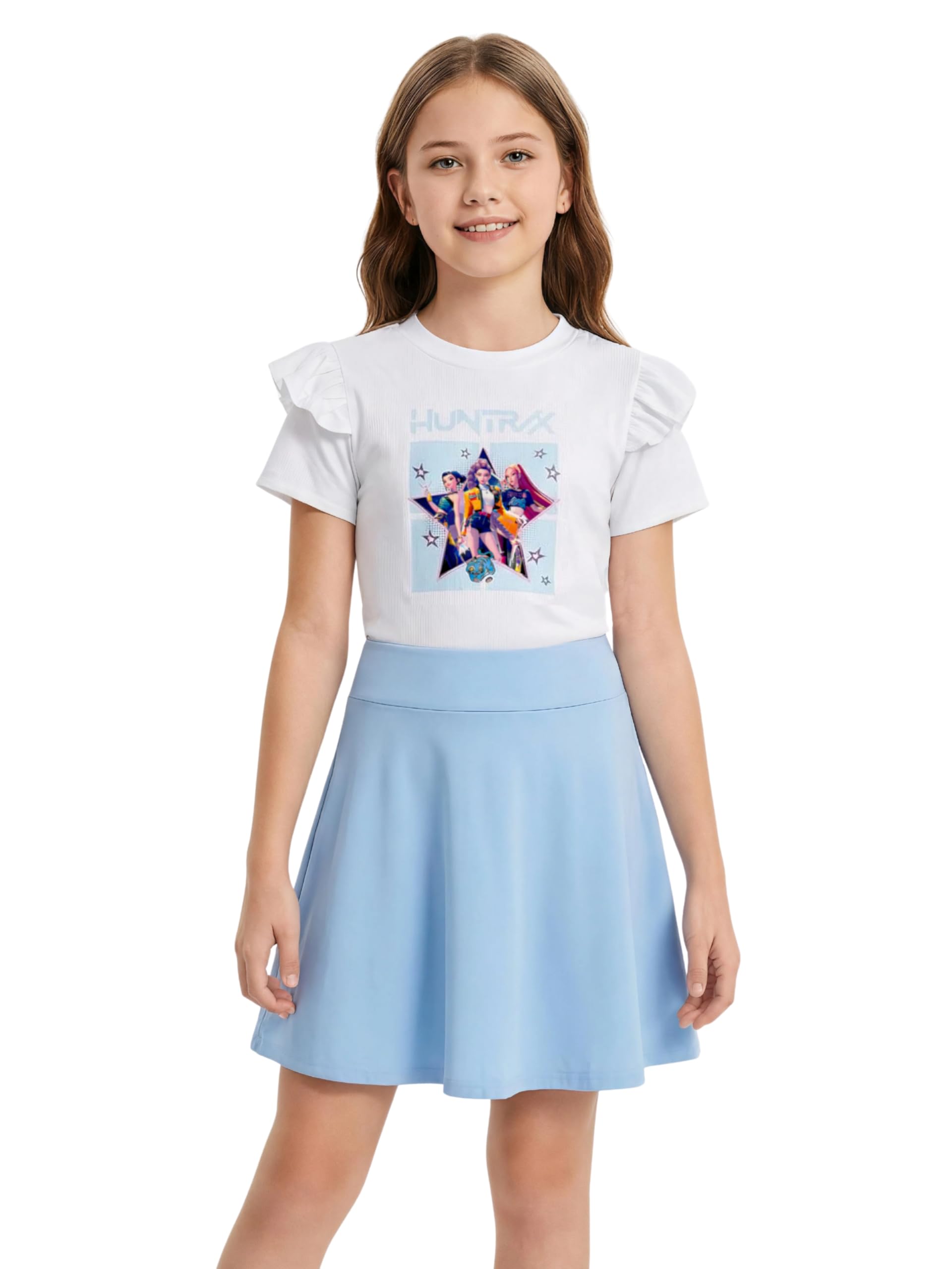Vestido Niña K-Pop, con Estampado Idol. Moda Anime Infantil. Vestido de Manga Corta con Volantes y Falda Acampanada. Moda Casual de Verano para Niñas de 2 a 12 Años. — view 9