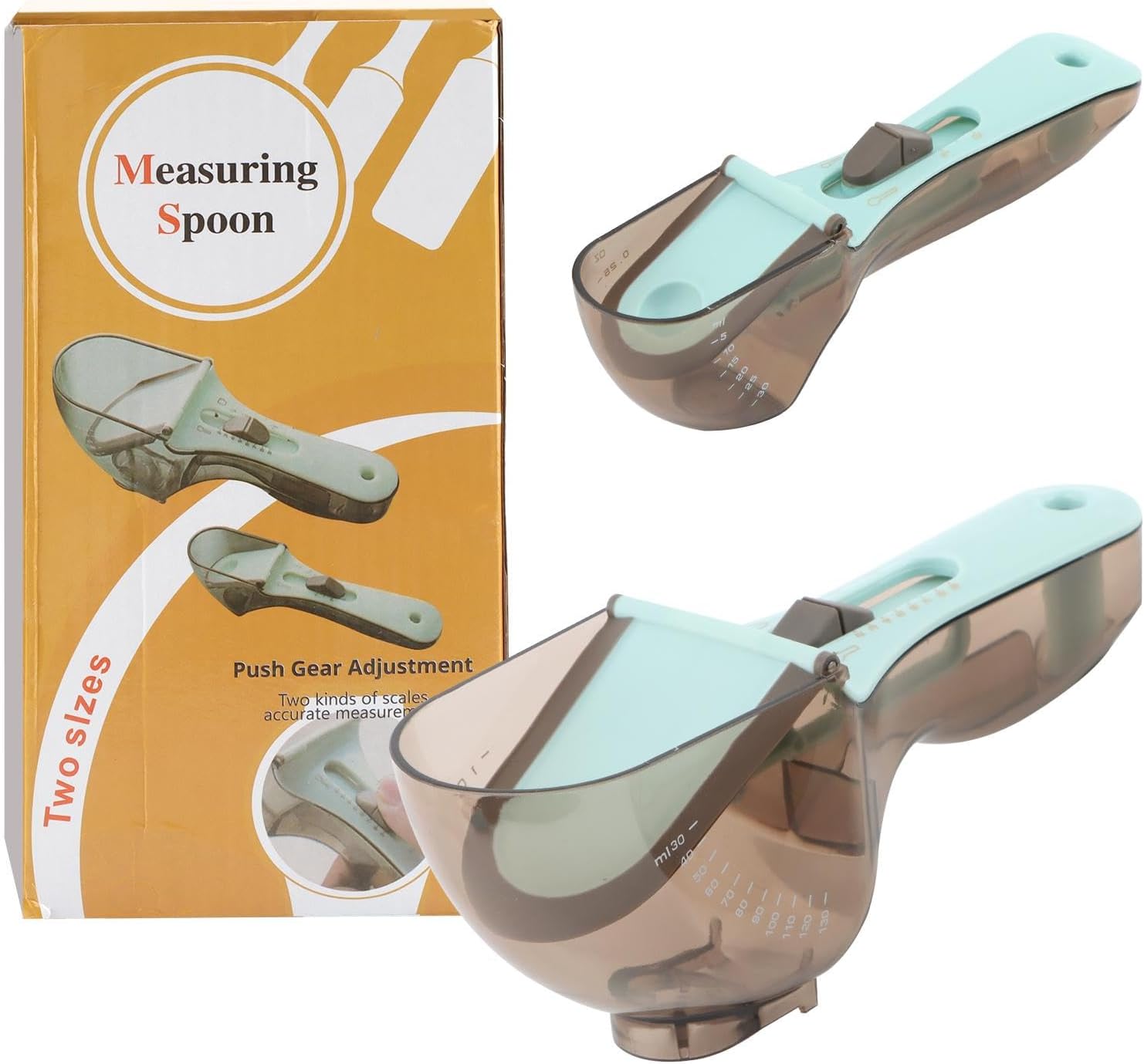 TLPCRKI2pcs Adjustable Measuring Spoon, Measuring Cup and Spoons Set, Adjustable Scale Measuring Scoop, Precise Portable for Cooking Food/Coffee/Flour, S & L