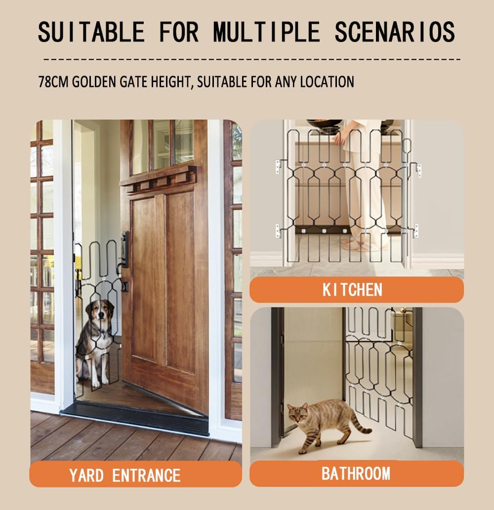 Expandable Pet Gate for Dogs & Cats – Retractable Mesh-Free Safety Barrier, Adjustable Width 2"-35", Portable Foldable Dog Fence for Doorways, Stairs, Hallways, No Drilling, Easy to Install