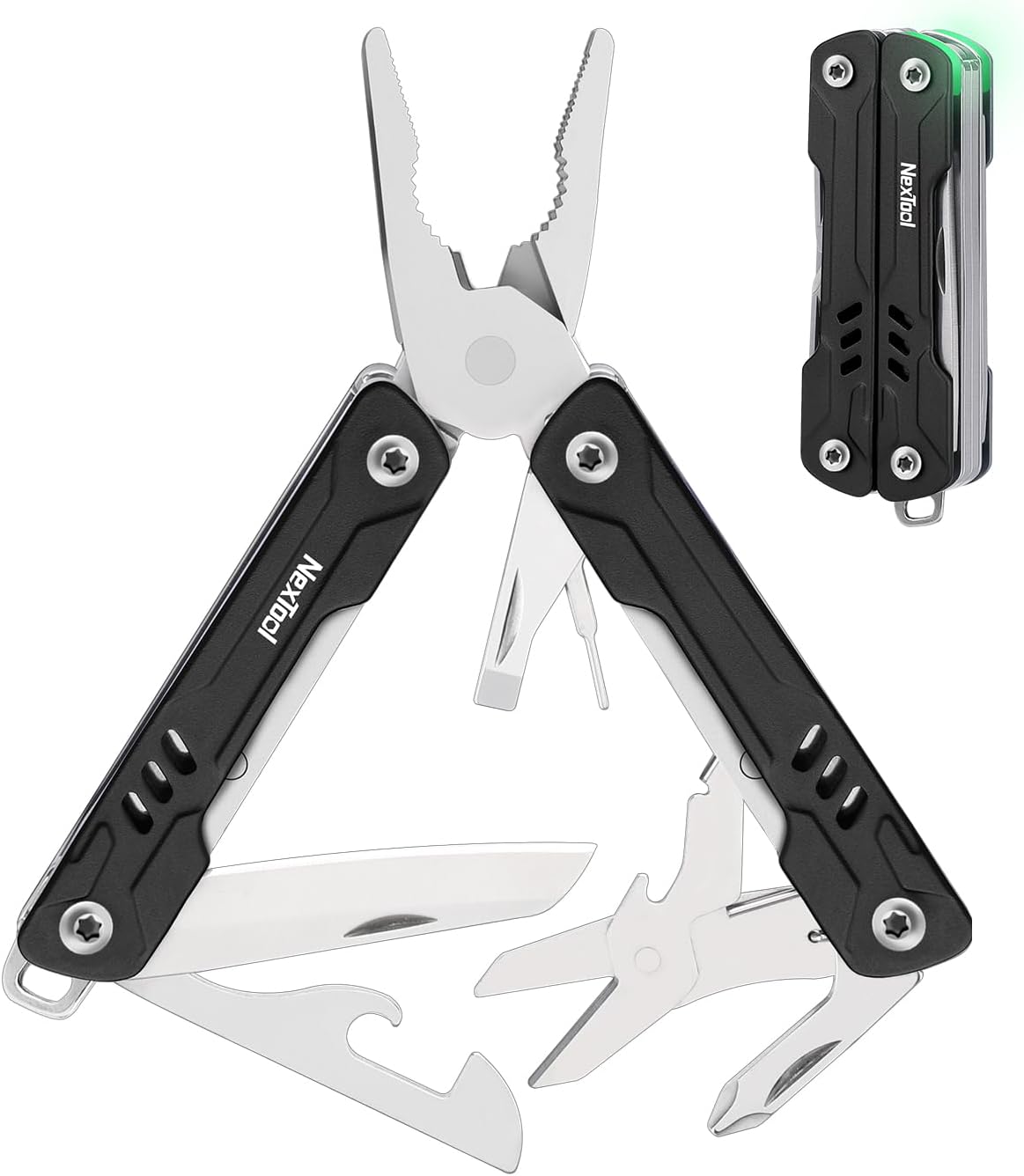 NexTool Mini Sailor S11 Keychain Multitool, 11-in-1 Compact EDC Pliers with Pocket Knife, Scissors & Screwdrivers, Lightweight Small Multitool for DIY, Travel, Camping, and Gift, Cool Gadget for Men