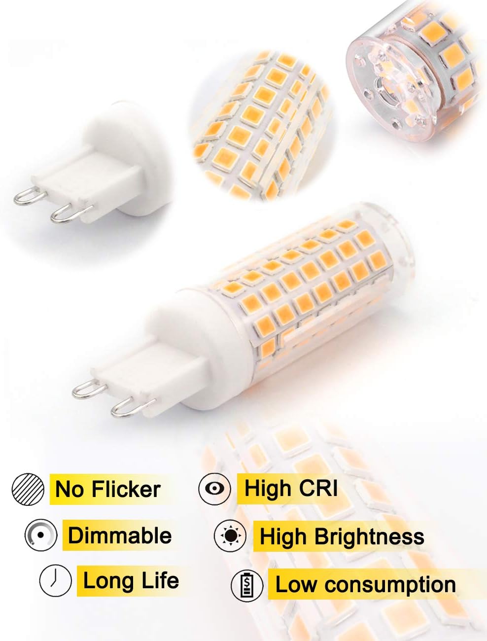 Best Quality 🔥 Ziomitus No Flicker G9 Led Bulbs Dimmable 6W Soft Warm White 2700K,40W 50W 60W Halogen Equivalent,AC120V Dimmable G9 T4 LED Bulb for Chandelier Pendant Ceiling Wall Light,600LM,360Deg(5Pack)