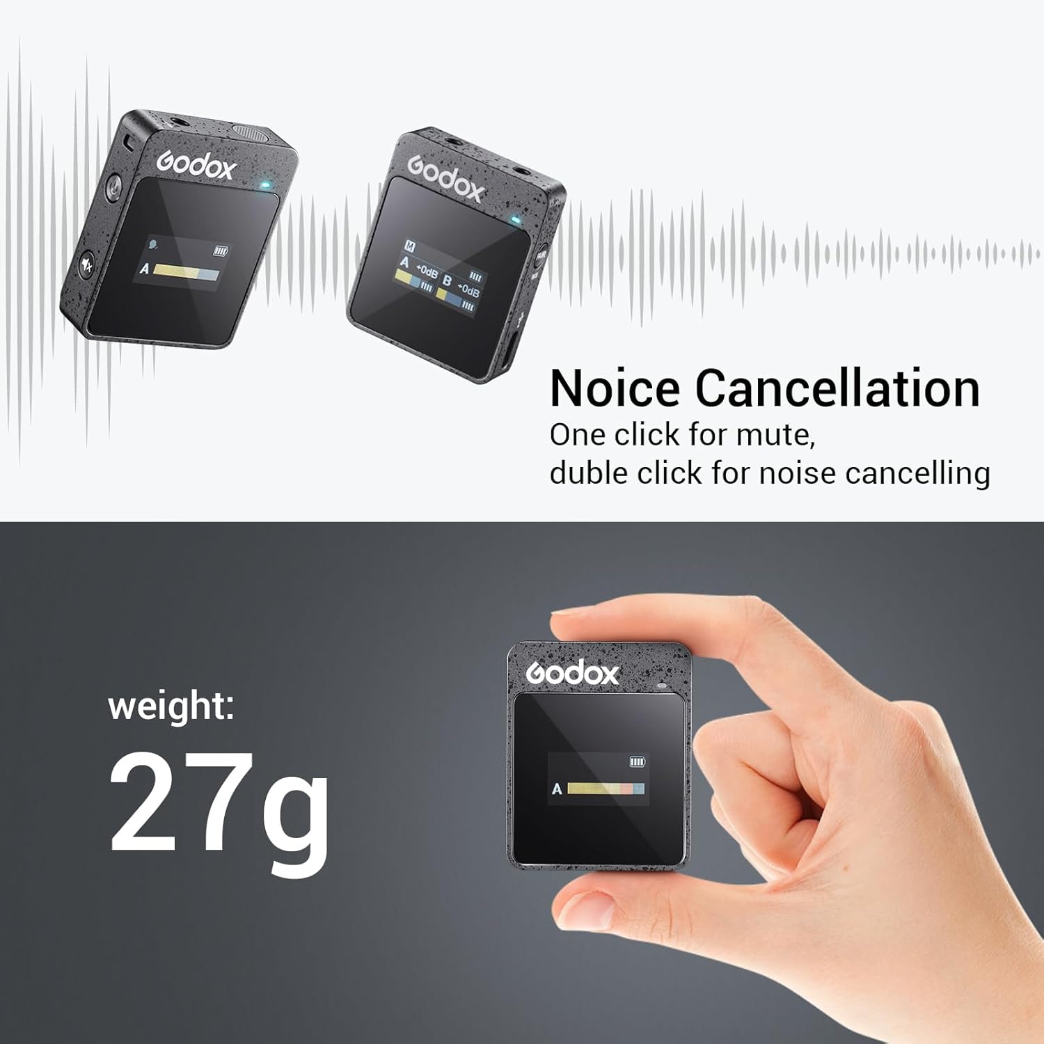 GODOX MoveLink M2 II 2.4GHz Wireless Lavalier Microphone, 100m (328ft.) Range, Noise Cancelling Mic, Wireless Microphone for PC, Record Interview TikTok Vlog (2 TX+1 RX+Charging Case)