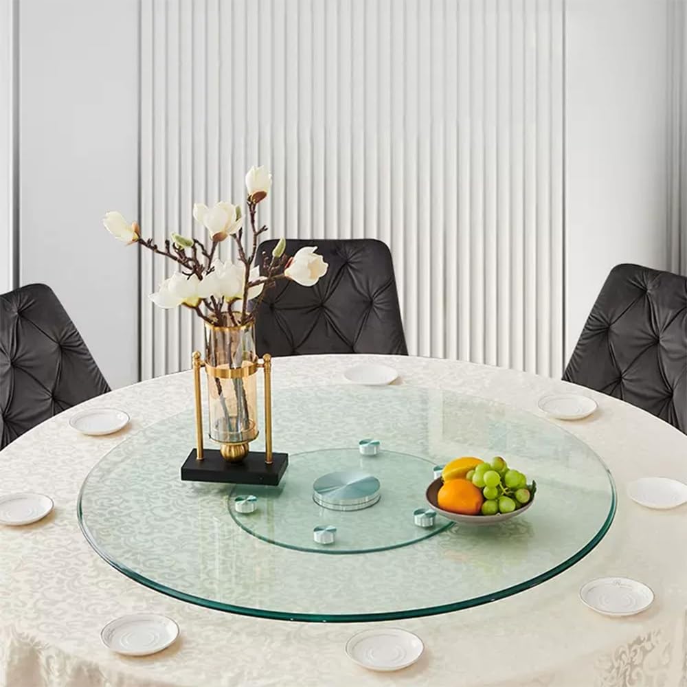 Plateau tournant pour table à manger en verre trempé épais transparent Ø 50 cm