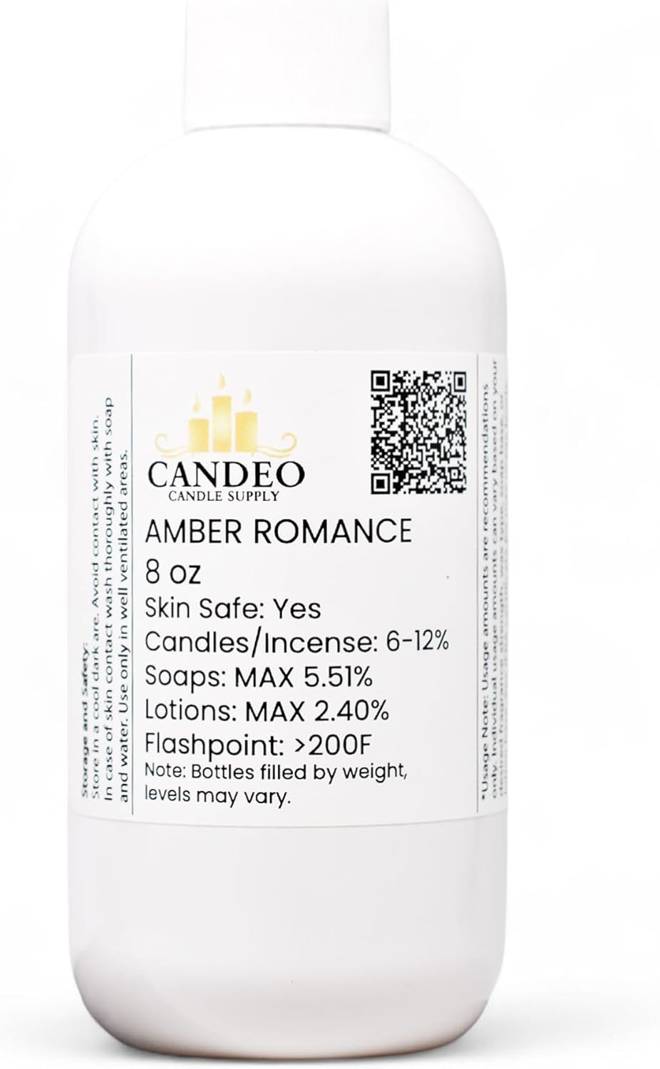 Amber Romance Fragrance Oil (8oz Bottle) | Candle Making, Soap Making, Room Sprays, Bath Bombs, Lotion, Car Fresheners, Wax Melts | Candeo Candle Supply | Phthalate Free & Prop 65 Compliant