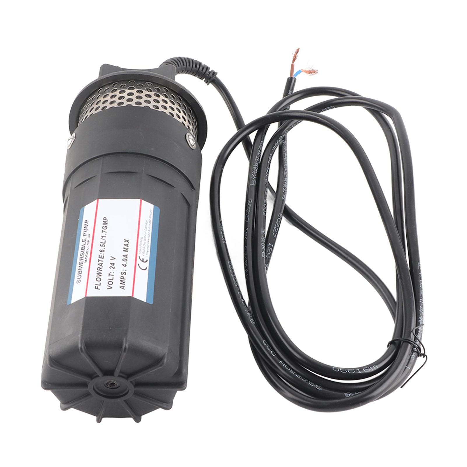 Haofy Bomba Sumergible de Agua de Pozo Profundo, Bomba de Agua Solar de 24 V CC, Bomba de Pozo Sumergible de 230 Pies con Cabezal de 1,7 GPM Alimentado por Batería (Negro)