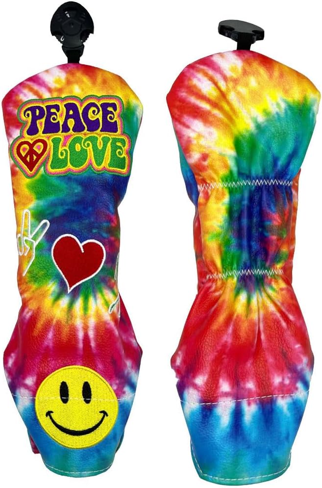 Giggle Golf Utility/Hybrid Head Cover, Funny PU Leather Club Covers for Women & Men (Tie-Dye)