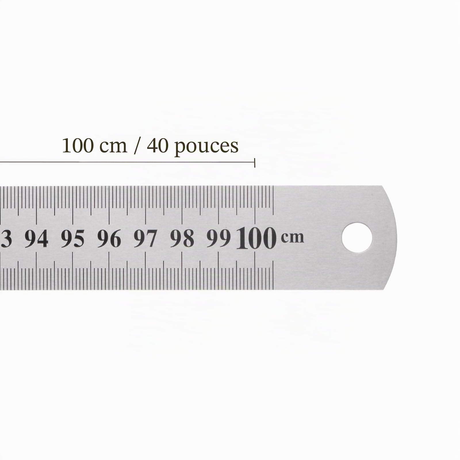 Règle en Acier Inoxydable - [1m/40 Pouces x 1,1 Pouce] Outil de Mesure Métallique à Double Lecture pour Une Utilisation en Design Architectural