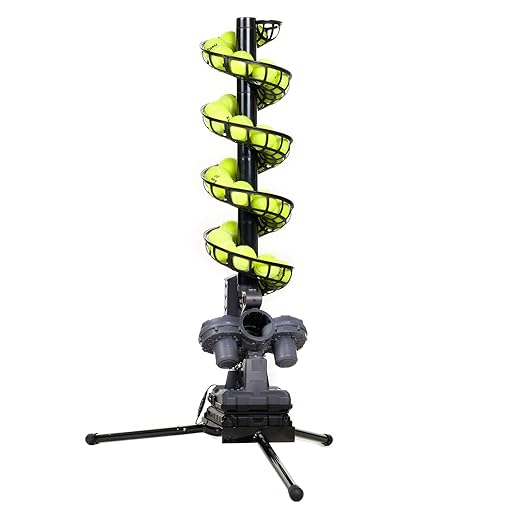 Furlihong 3807BH Machine à balles de tennis avec base triangulaire, vitesse réglable, port de lancer oscillant (gauche/droite, haut/bas), pour tout niveau d'entraînement