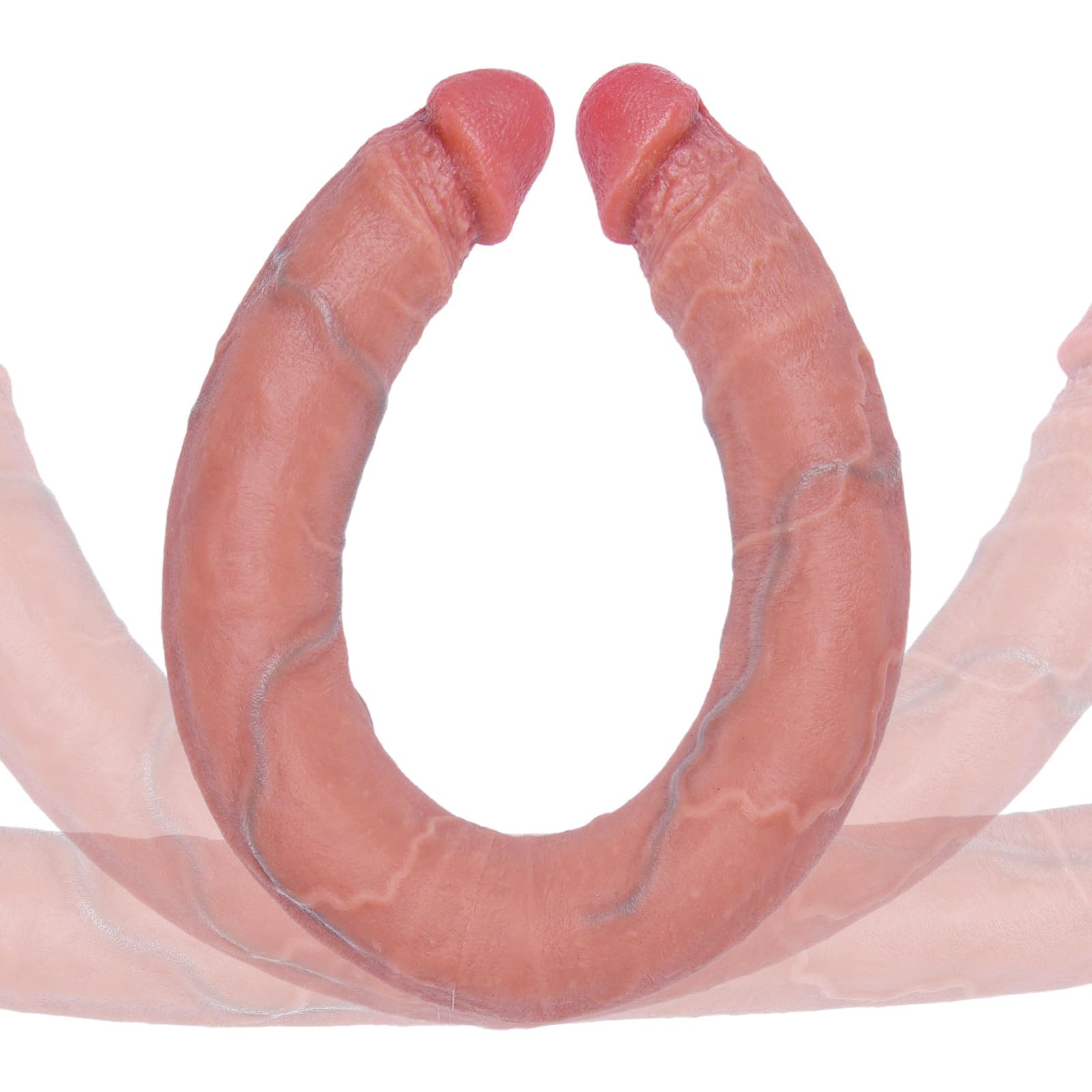 Dildo bifacciale extra large 50 x 4,2 cm, giocattolo dildo gigante spesso, massaggiatore realistico bifacciale XXXL grande, pene in silicone extra lungo, giocattolo lesbico extra largo