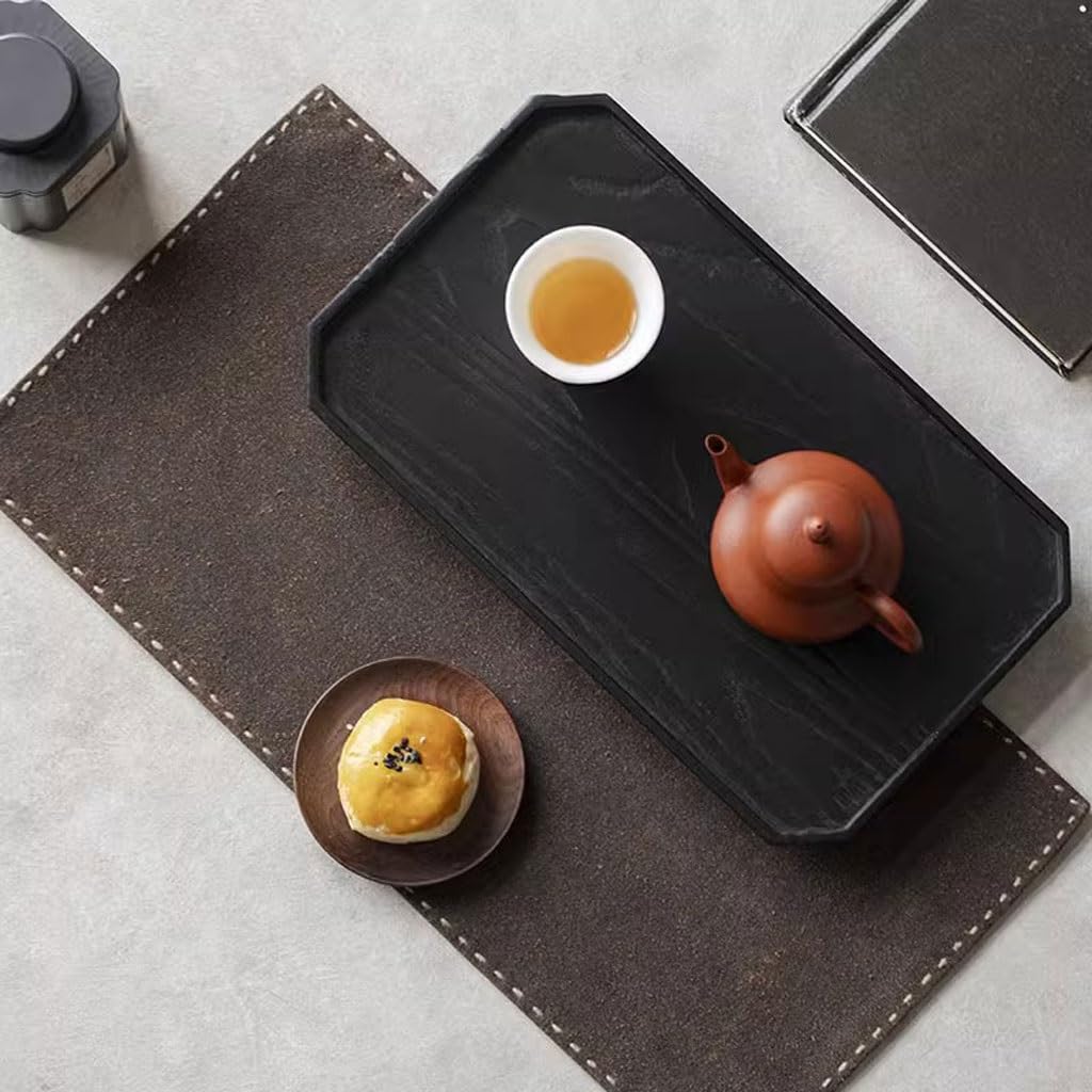 Bandejas Servir Comida Bandeja De Té Madera Maciza Negra Simple For Mesa Seca Doméstica Almacenamiento Mesa Cama