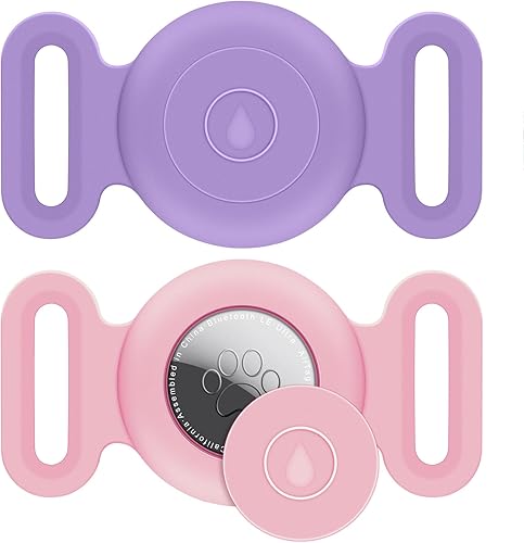 Airtag - Soporte impermeable para collar de perro (paquete de 2), funda protectora de silicona para collar de AirTag, funda localizadora antipérdida