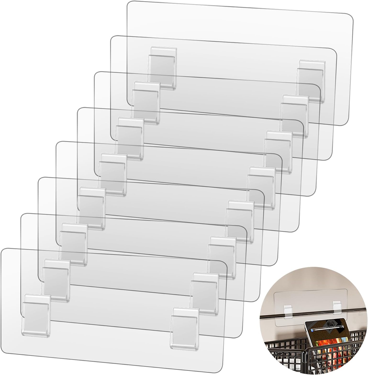 Aster 8 Pack Shower Caddy Adhesive Replacement, Clear Strong Shower Adhesive Strips, No Drilling Waterproof Wall Hooks for Corner Shower Caddy, Bathroom Storage Shelves and Kitchen Racks