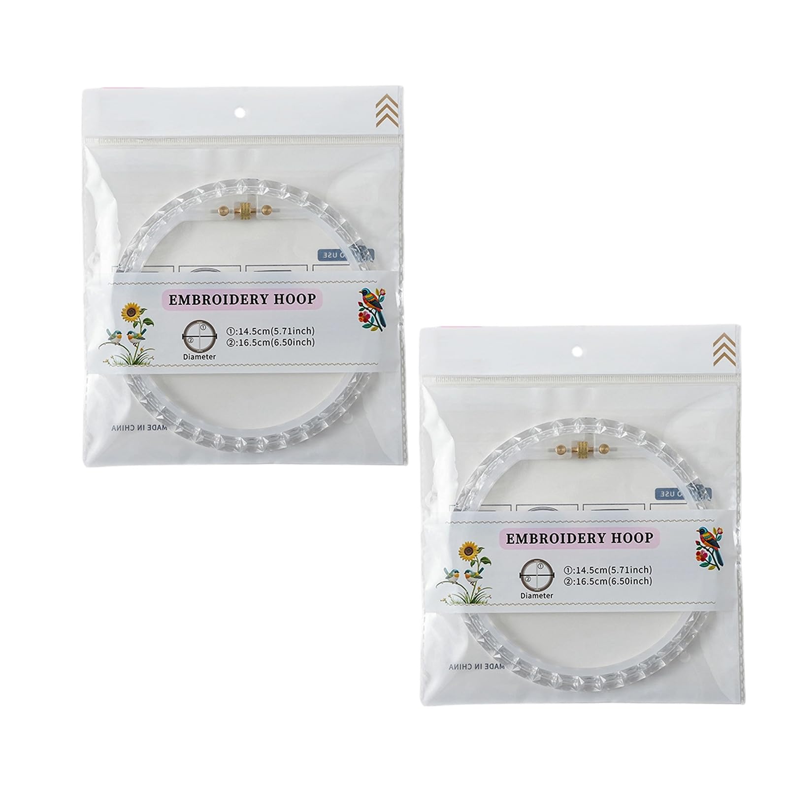 Yjcnelcr 2Pcs Beads Painting Hoop Circular Embroidery Frames with Copper Screw for Beads Painting Needlework Stone Hoop