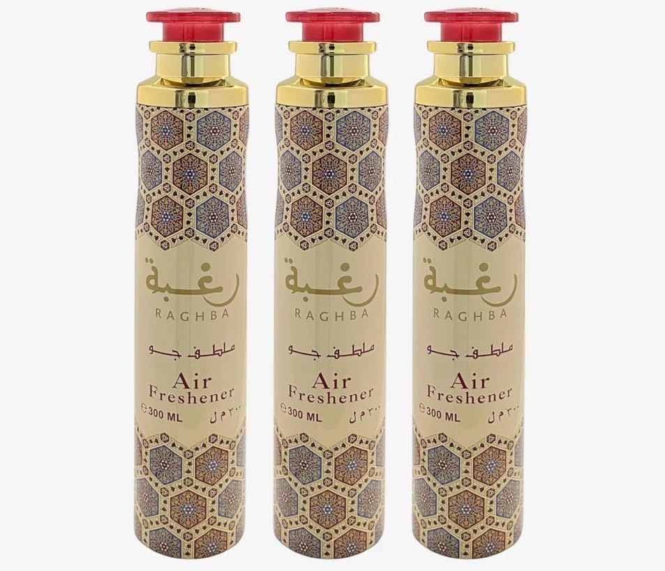 Arabian Air Freshener Bundle (3 x 300ml) Dubai, Luxury Scent, Long Lasting Fragrance (3 x Raghba)
