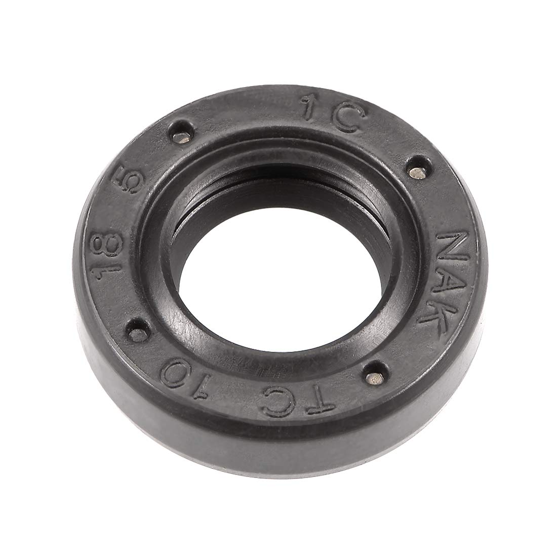 uxcell Oil Seal, TC 10mm x 18mm x 5mm Nitrile Rubber Cover Double Lip with Spring for Bearing Shaft, Black Pack of 1