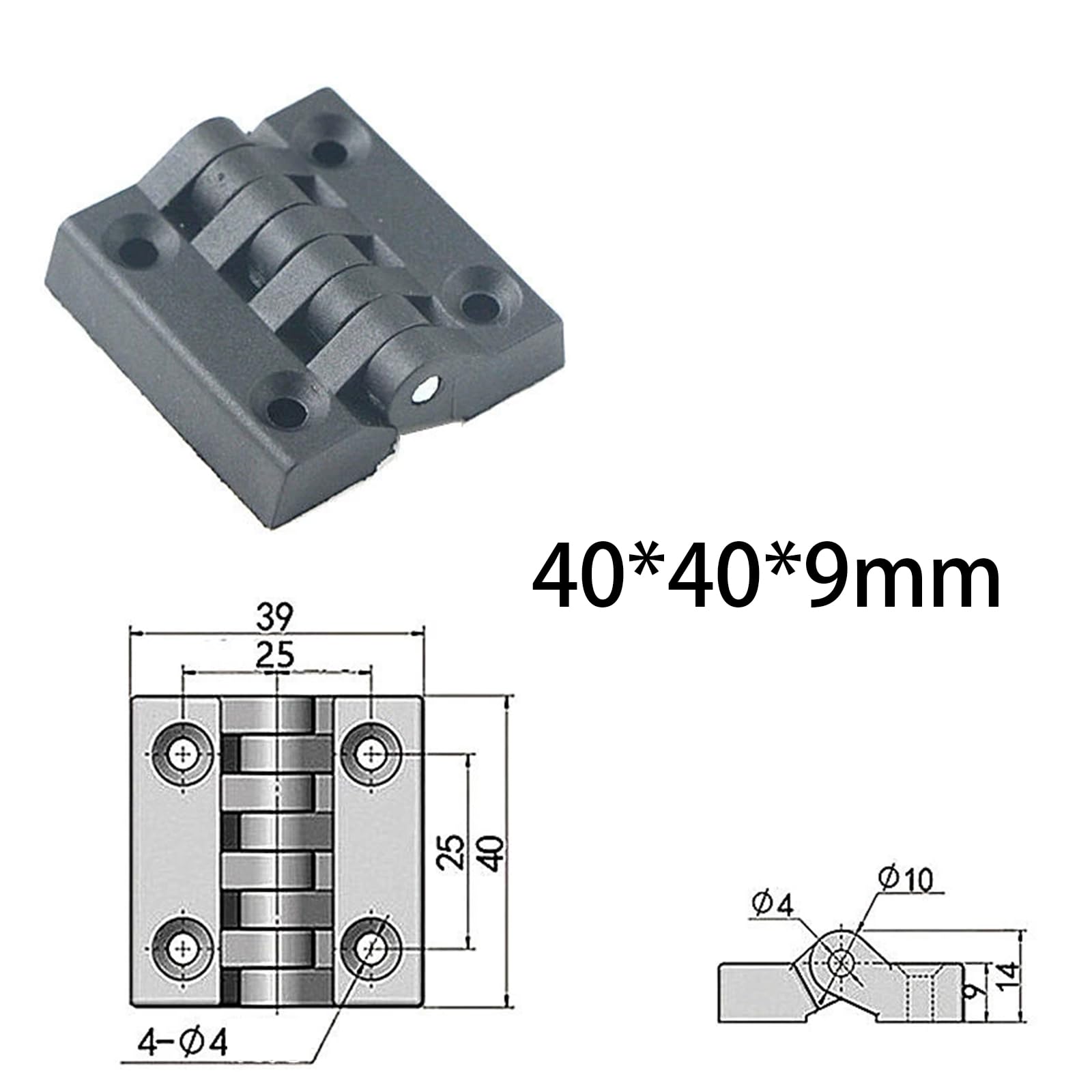 Leliafleury 6Pcs Black Nylon Hinges 40x40x9mm ABS Plastic Folding Door Hinges for Cabinet Drawer Window Boxes - Image 2
