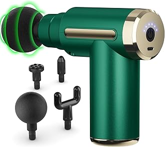 Massage Gun Deep Tissue for Pain Relief with 4 Massage Heads & 6 Speeds, Electric Mini Handheld Body Massager for Any Pain Relief, Best Gifts for Dad and Mom