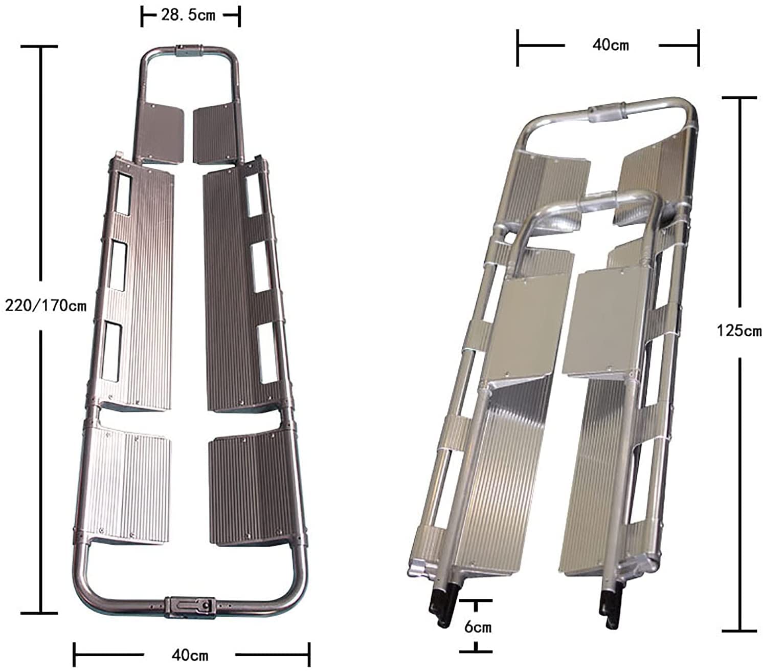Przenośne nosze ze stopu aluminium, składane z łyżką medyczną